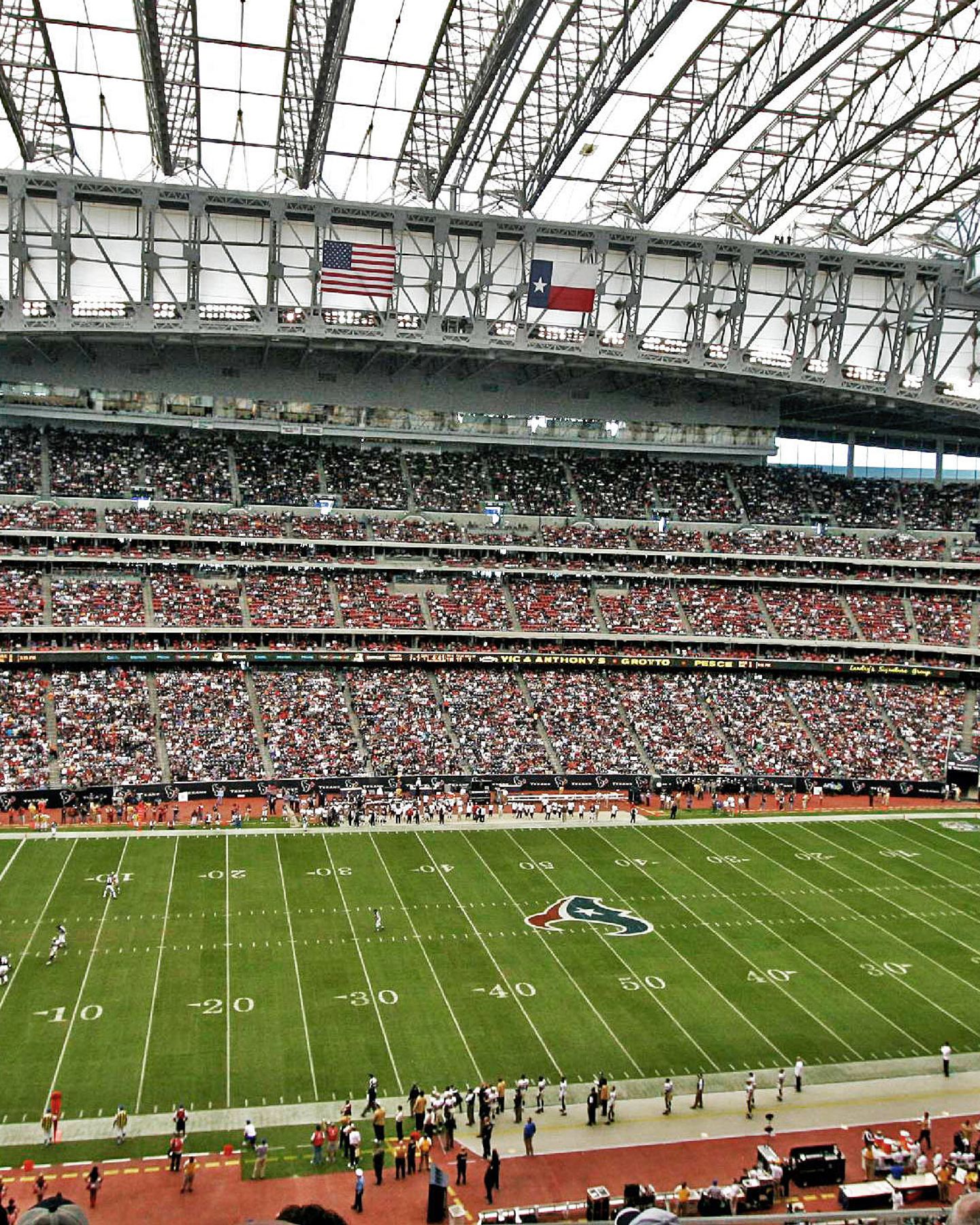 The interior bowl of Reliant Stadium in Houston, known as NRG Stadium from 2014–2026